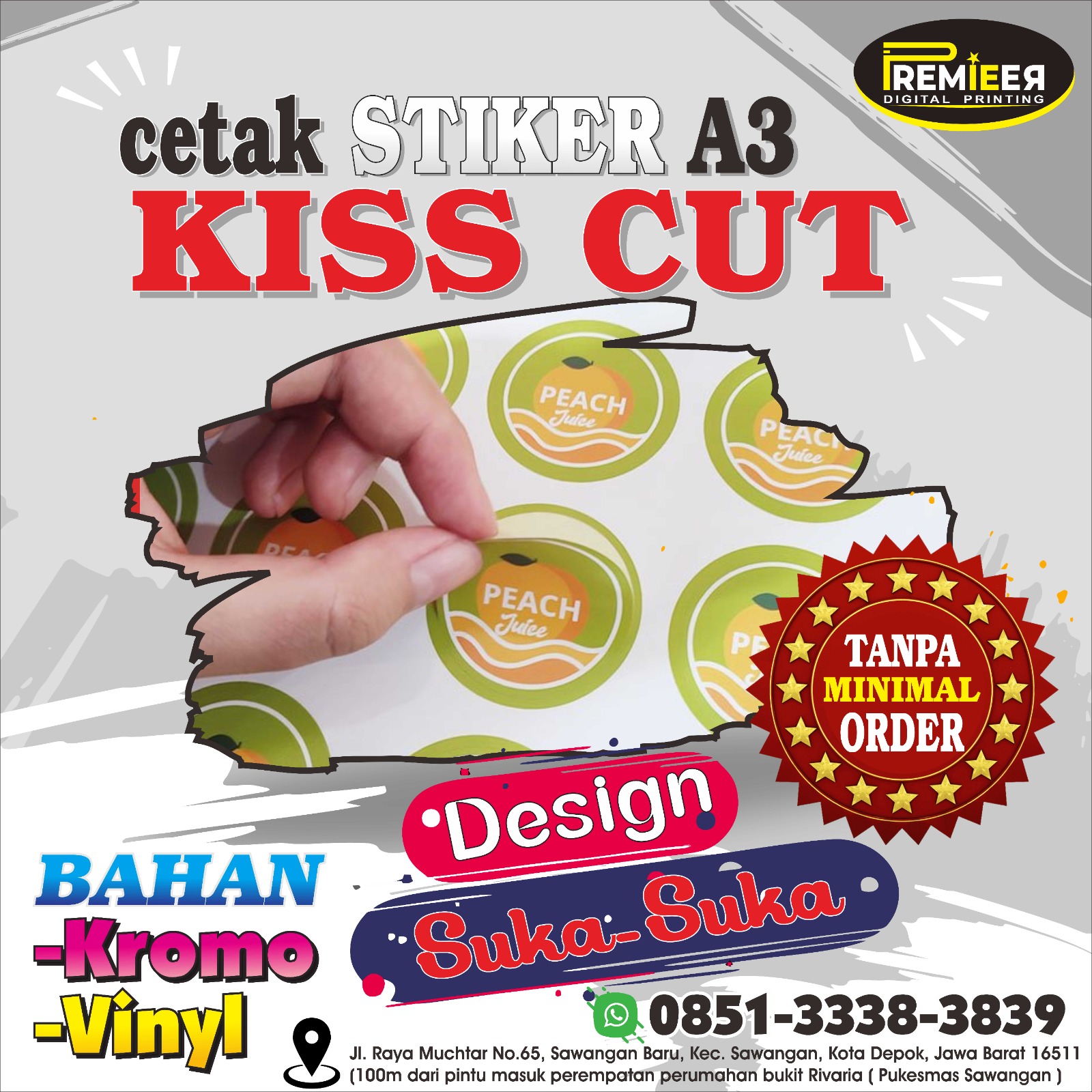 Cetak Stiker A3 Kiss Cut