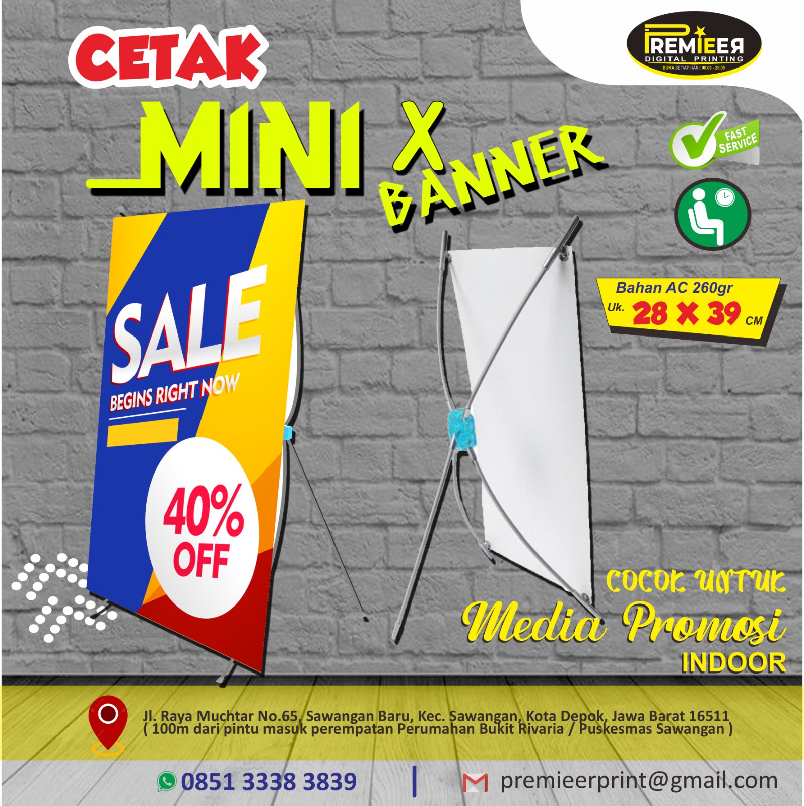 Cetak mini X-banner untuk meja