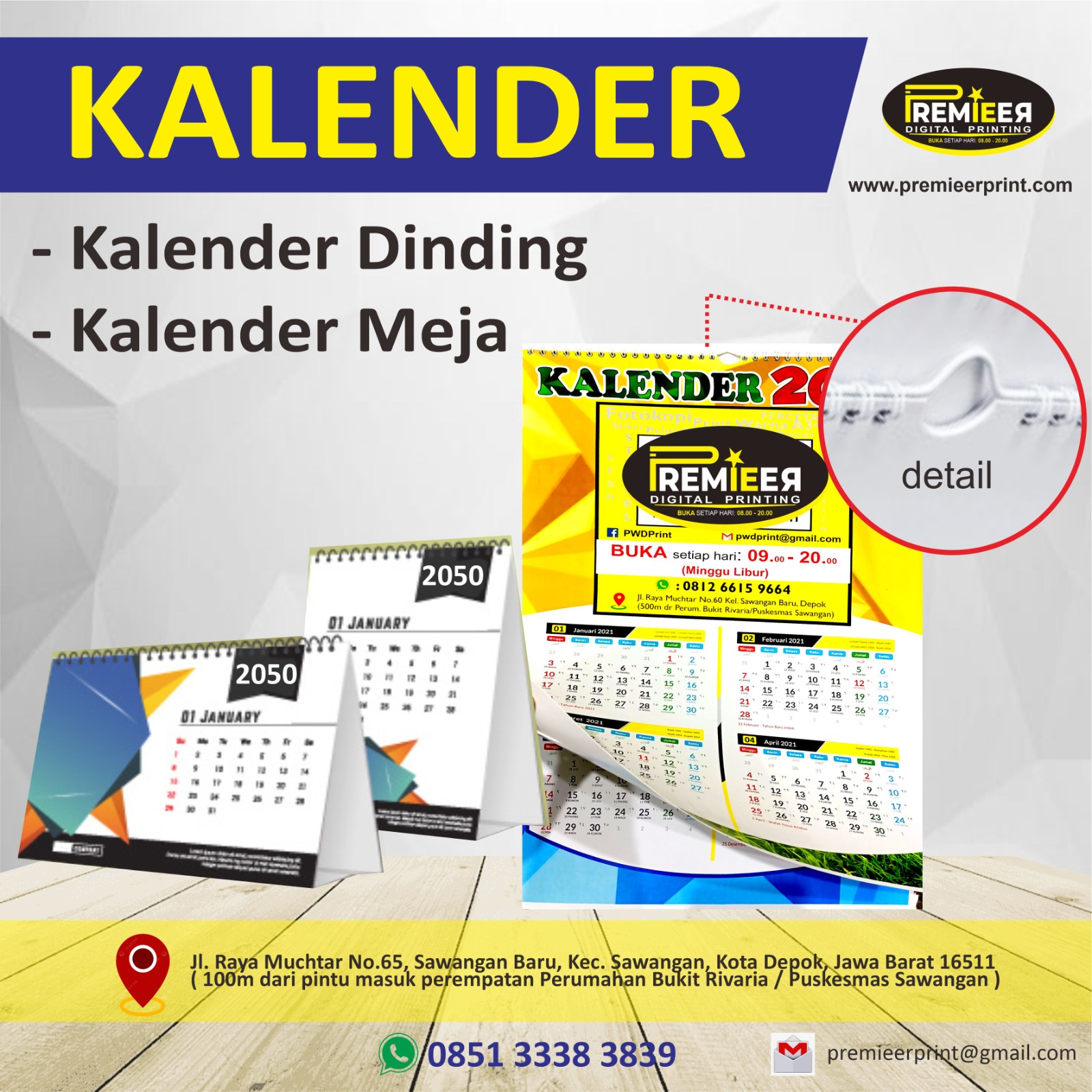 Cetak kalender dinding dan meja