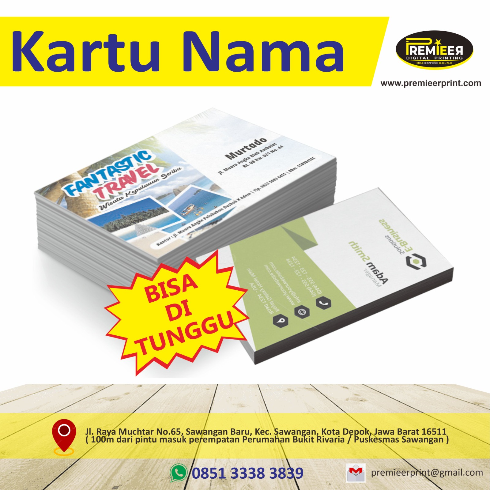 Cetak kartu nama premium