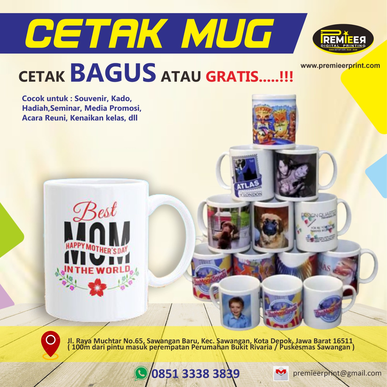 Cetak mug custom souvenir