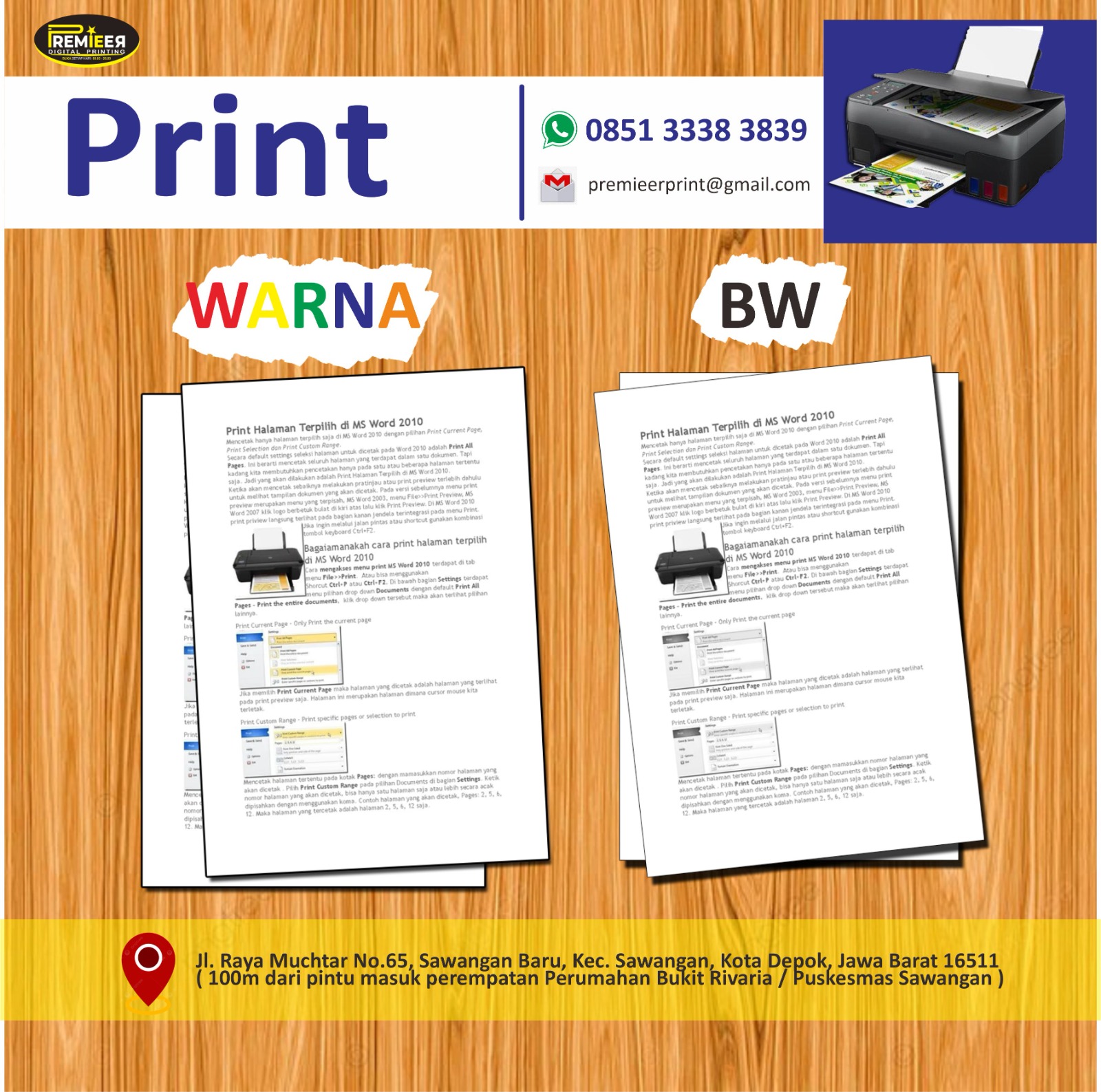 Layanan print warna dan hitam putih